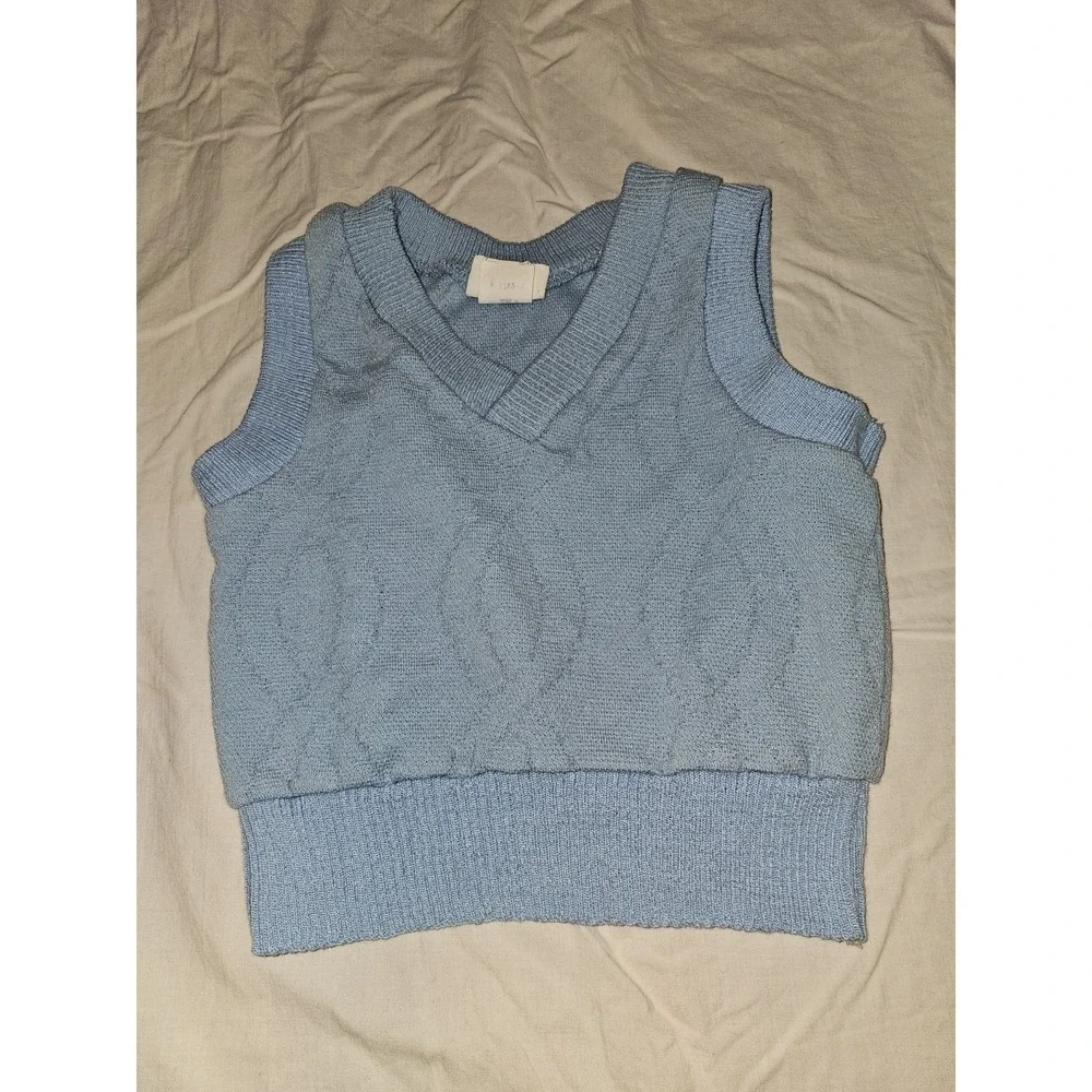 VTG 60s/70s Boys Blue sweater vest size 5 Retro Coastal Old Money Nautical